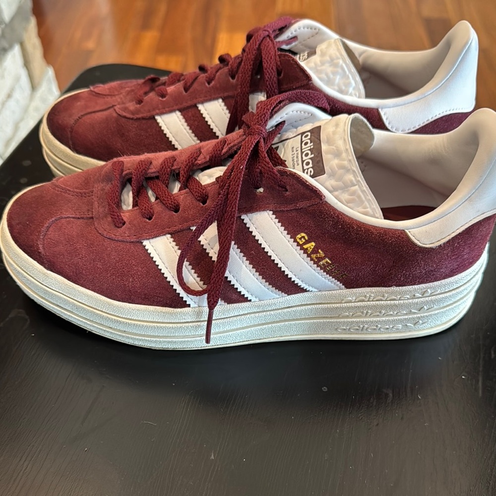 Adidas Gazelle Burgundy and White Sneakers